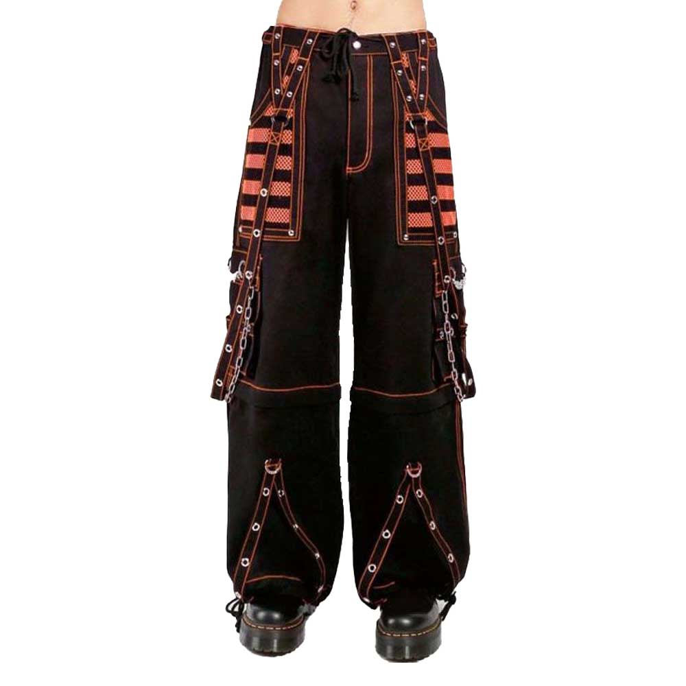 Front view of Black Gothic Punk Pants with Straps