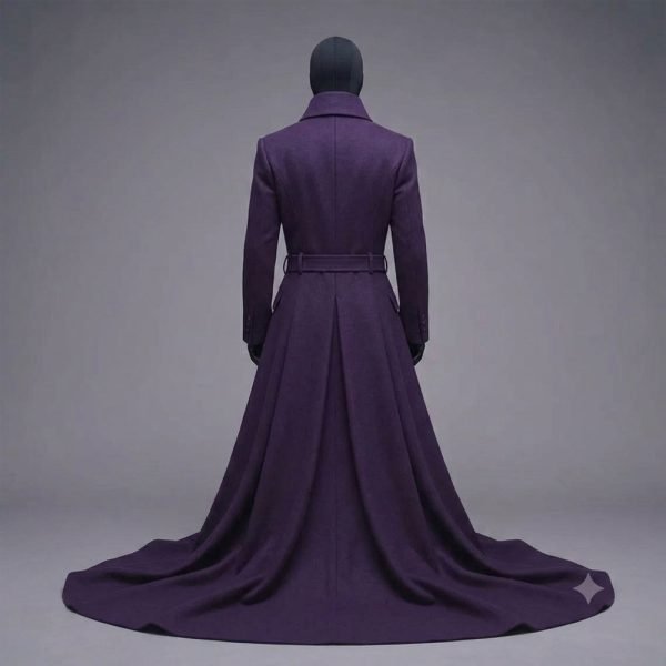 Men's Victorian Gothic purple tailcoat with long steampunk trench coat design.